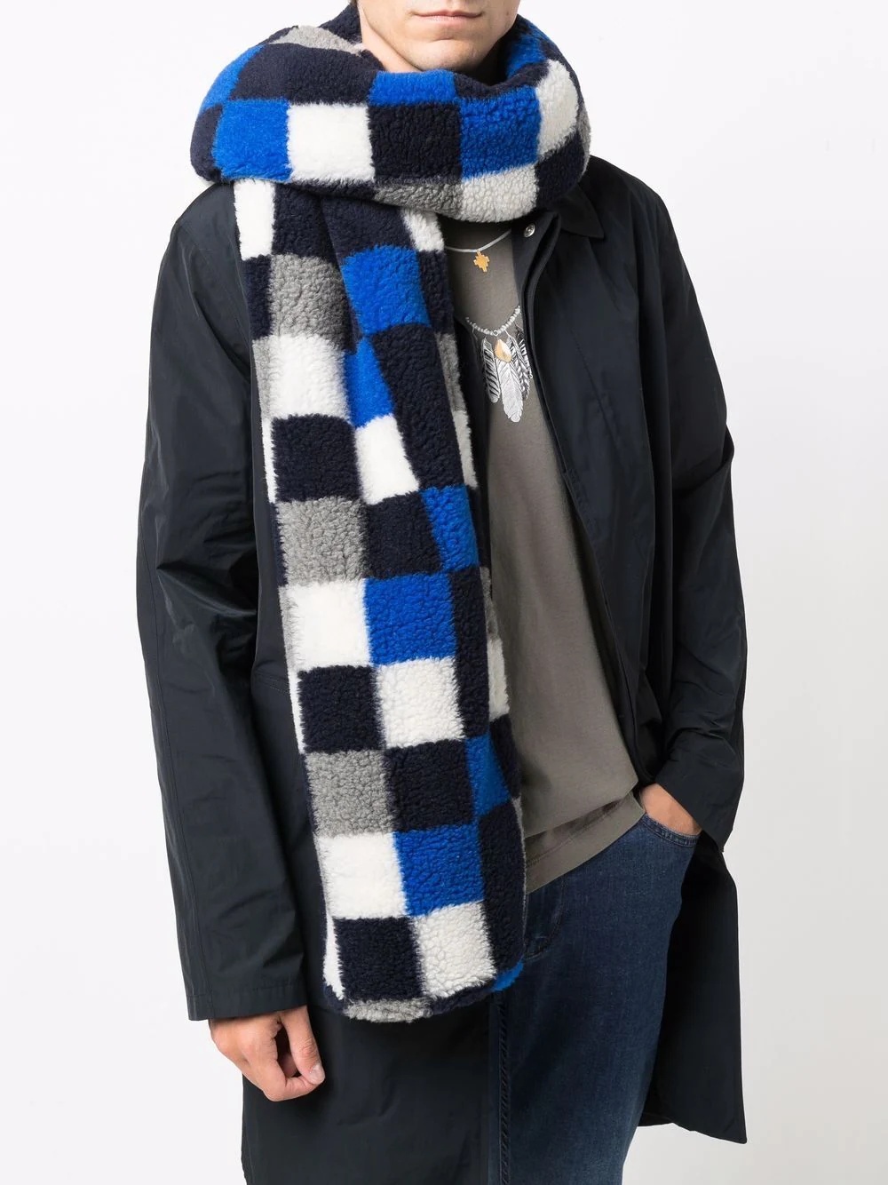 checkerboard-print scarf - 2