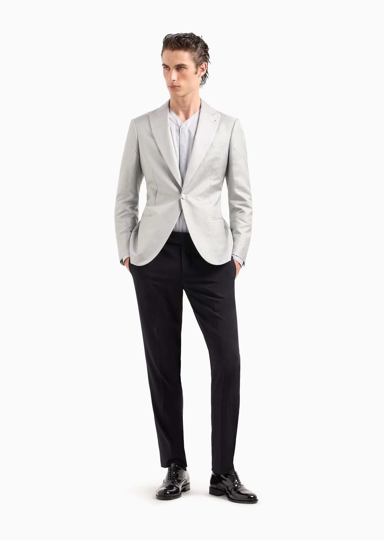 Soho line single-breasted tuxedo jacket in silk jacquard - 4