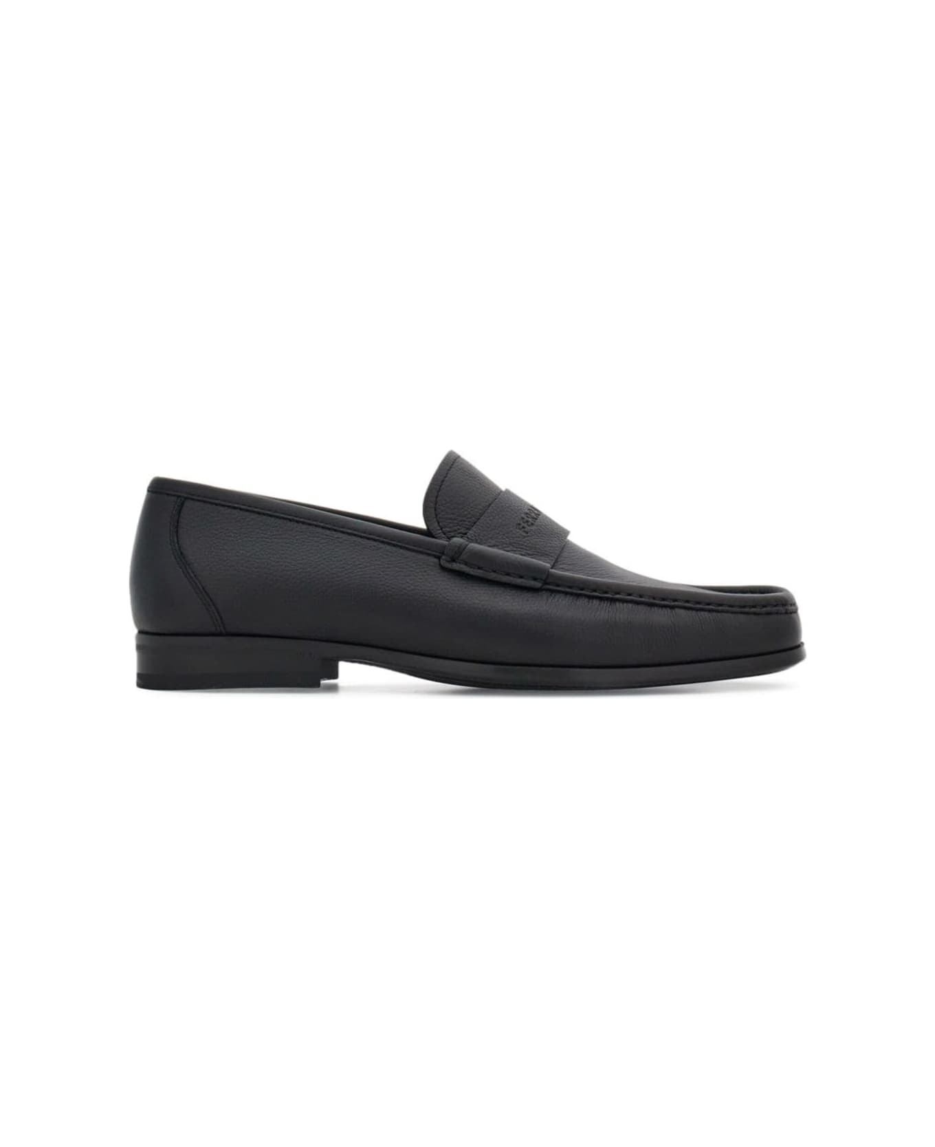 Black Loafer With Logo In Leather Man - 1