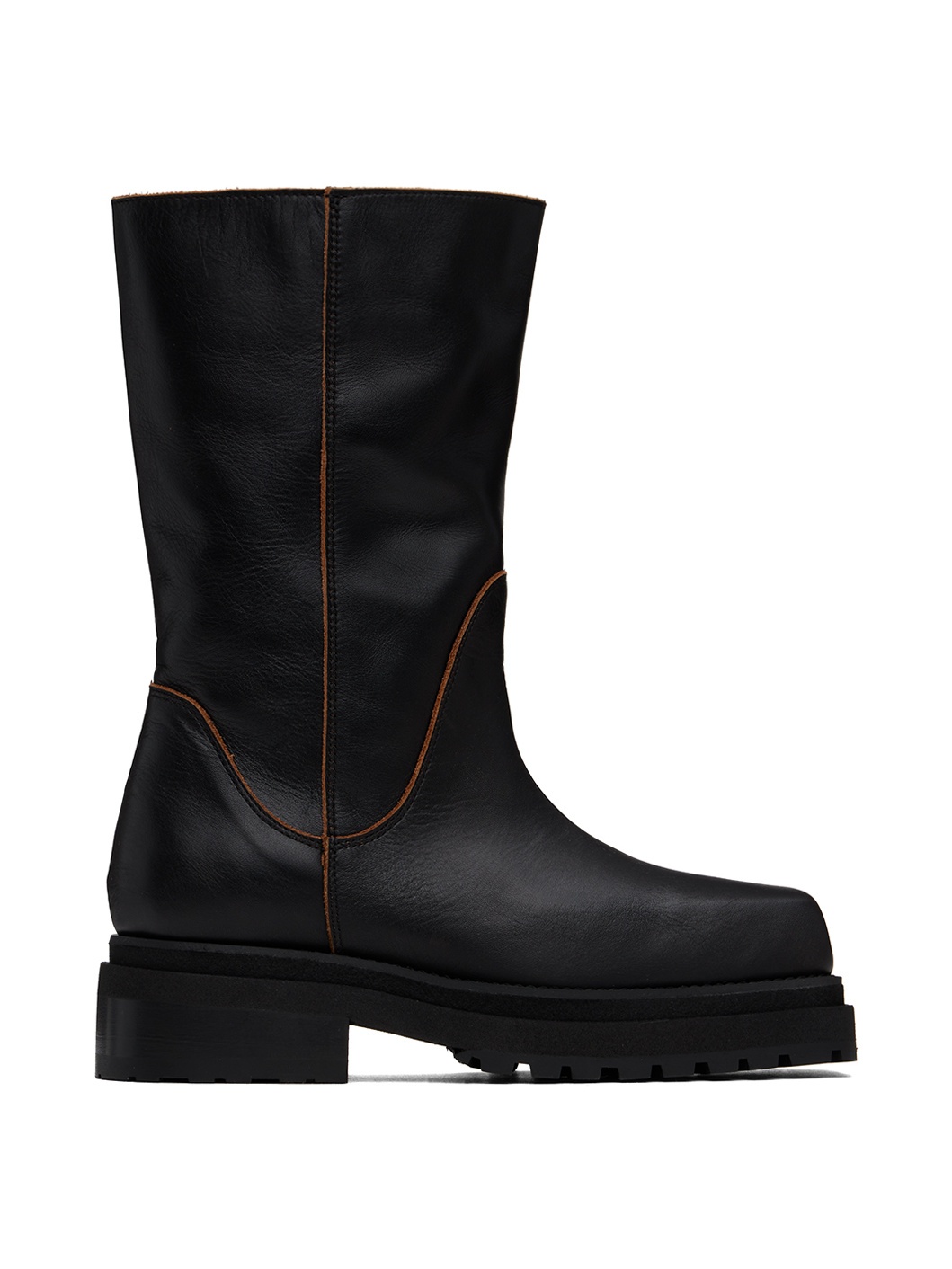 【関税込み】Eckhaus Latta ブラック スタック ブーツ ECKHAUS LATTA Black Stacked Boots | REVERSIBLE