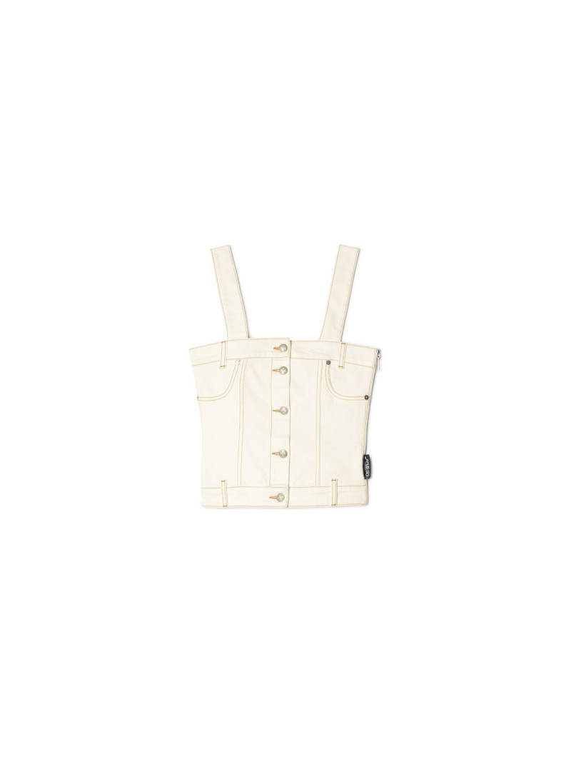 White Denim Corset Top - 1