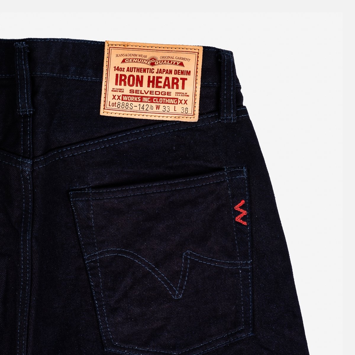 IH-888S-142ib 14oz Selvedge Denim Medium/High Rise Tapered Cut  Jeans - Indigo/Black - 7