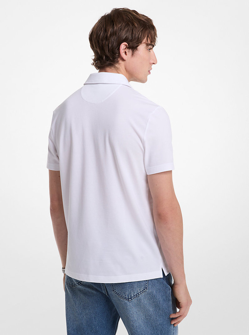 MICHAEL KORS Cotton Blend Piqué Zip-Up Polo Shirt outlook