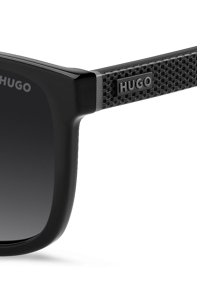 HUGO MATTE-BLACK SUNGLASSES WITH PATTERNED TEMPLES outlook