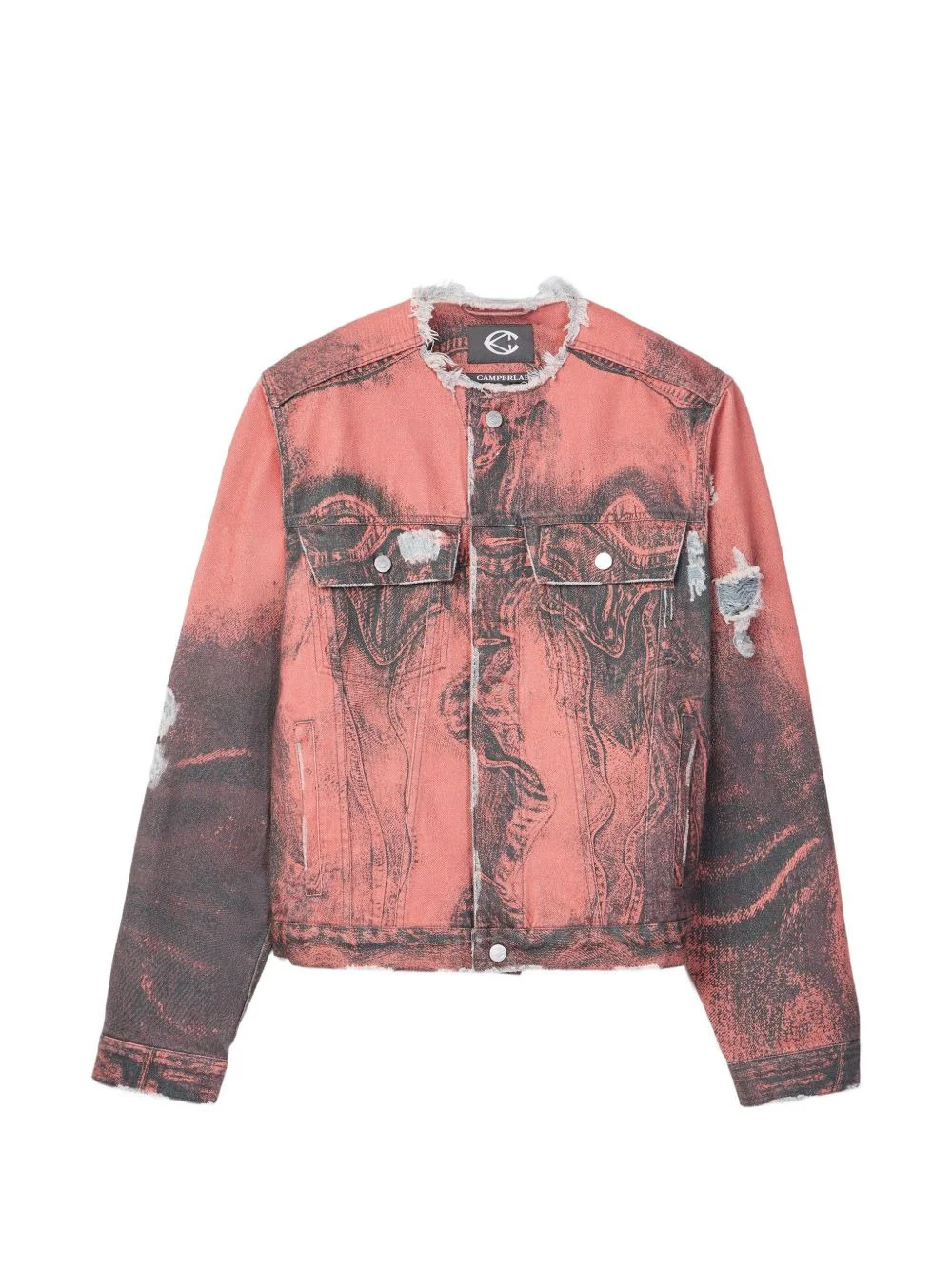 button-fastening distressed-effect denim jacket - 1