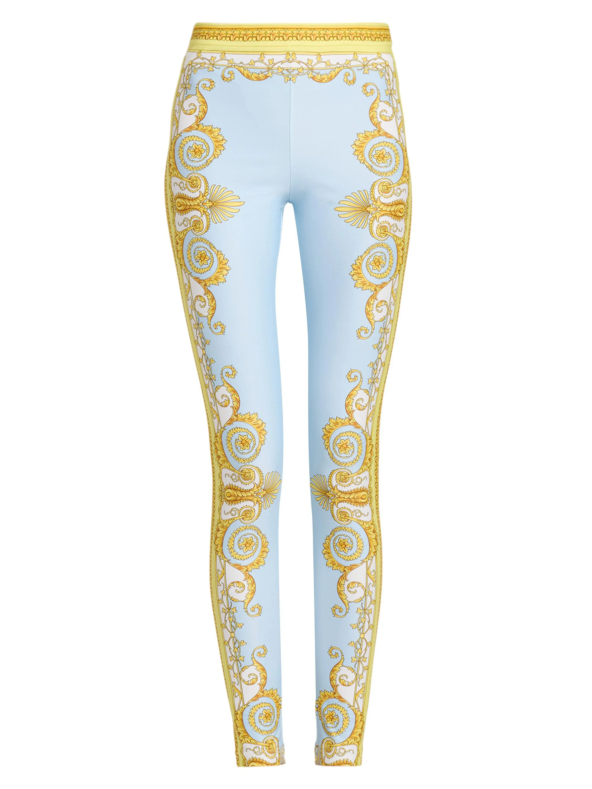 Women's Barocco Foulard Leggings - Pale Yellow Pastel Blue - 1