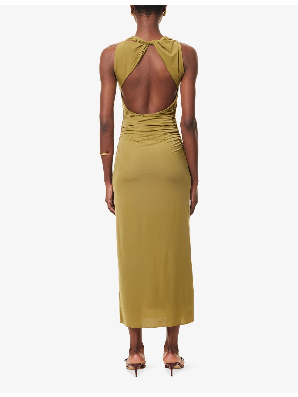 Cascina Twisted-Neckline Jersey Midi Dress - 4