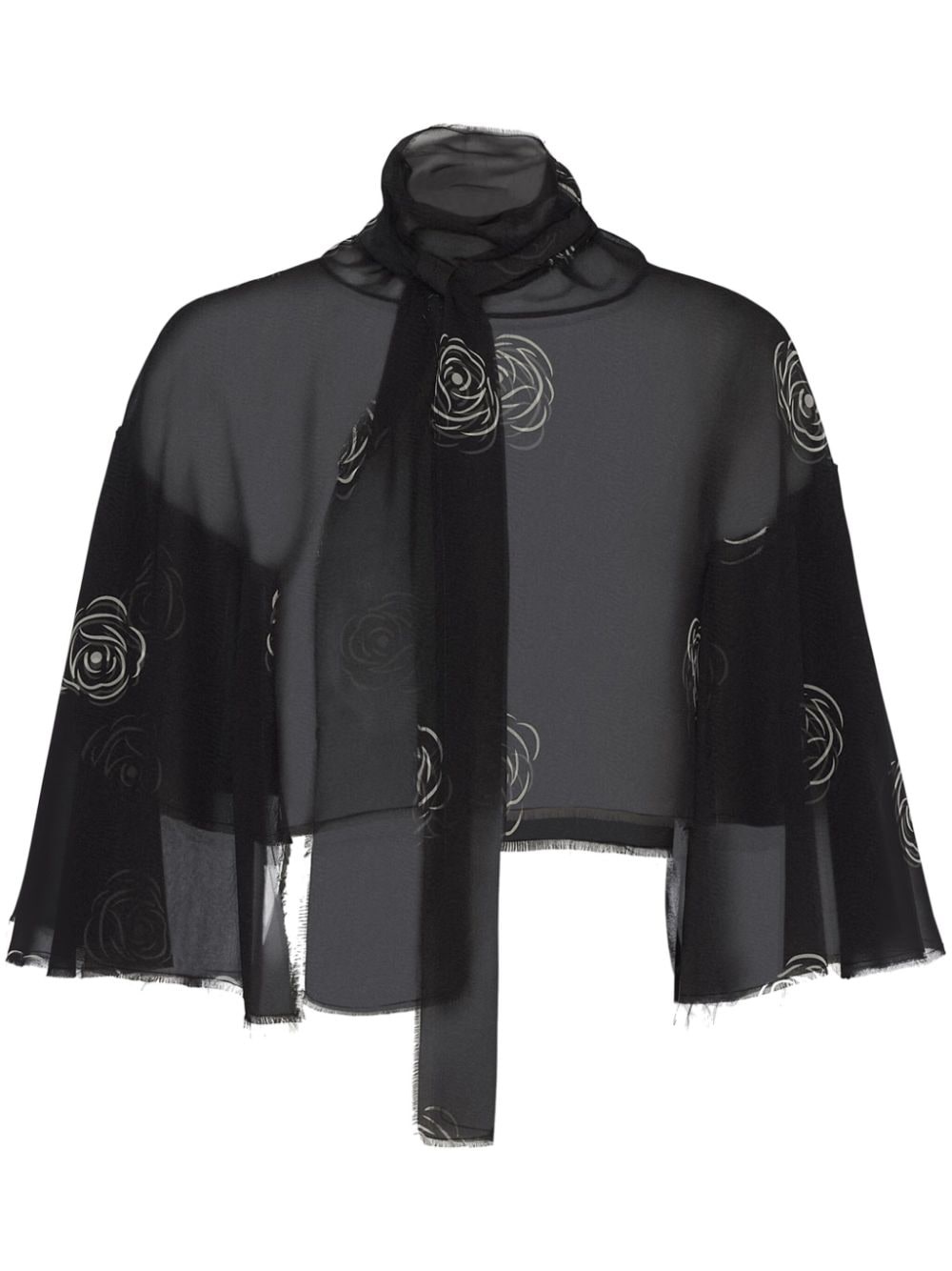 PRADA 上品ケープ 花柄フローラルプリント Print georgette cape Prada rose-print georgette cape | farfetch | REVERSIBLE