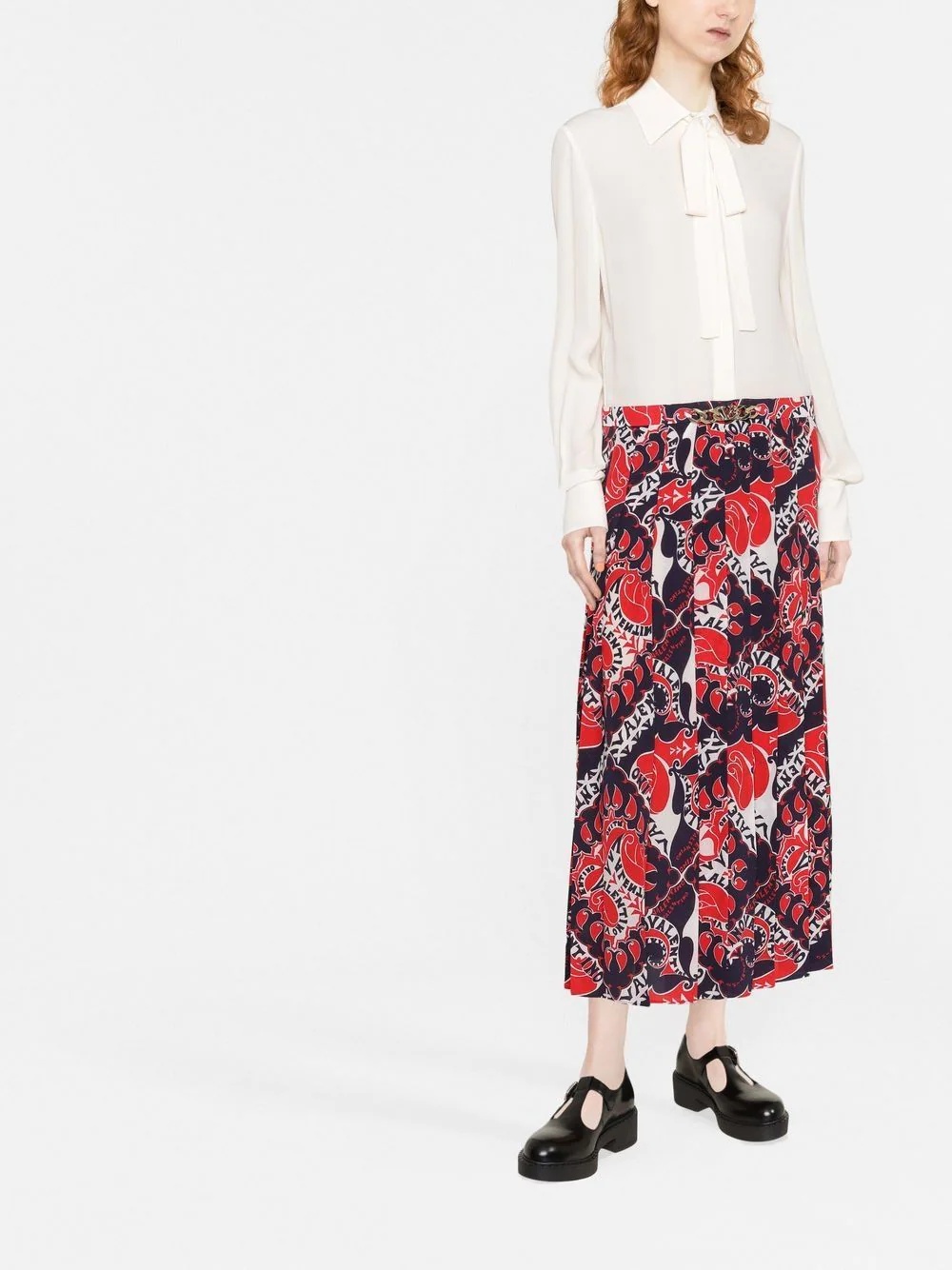 silk logo-print dress - 2