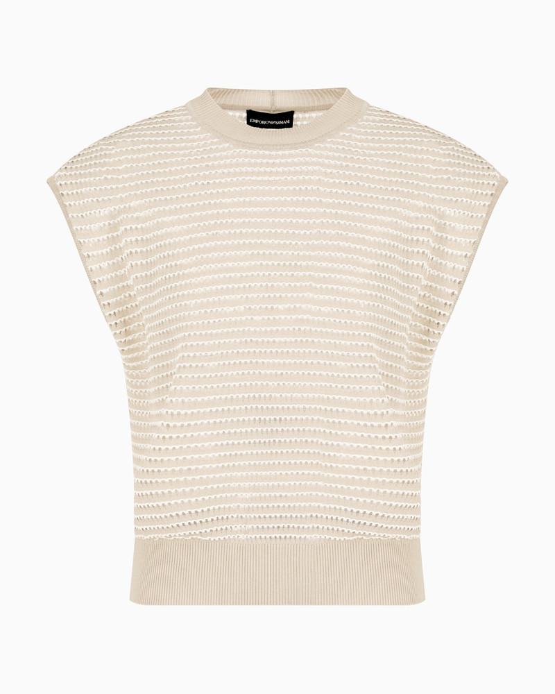 PERFORATED VISCOSE-BLEND SHORT-SLEEVED JUMPER 1