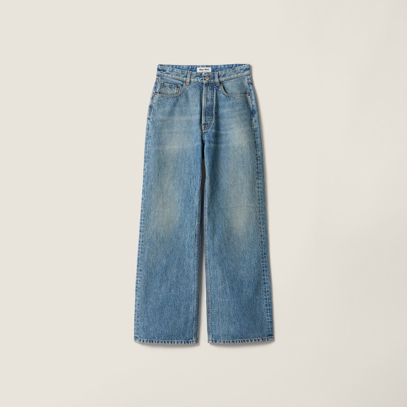 Five-pocket washed denim jeans 1