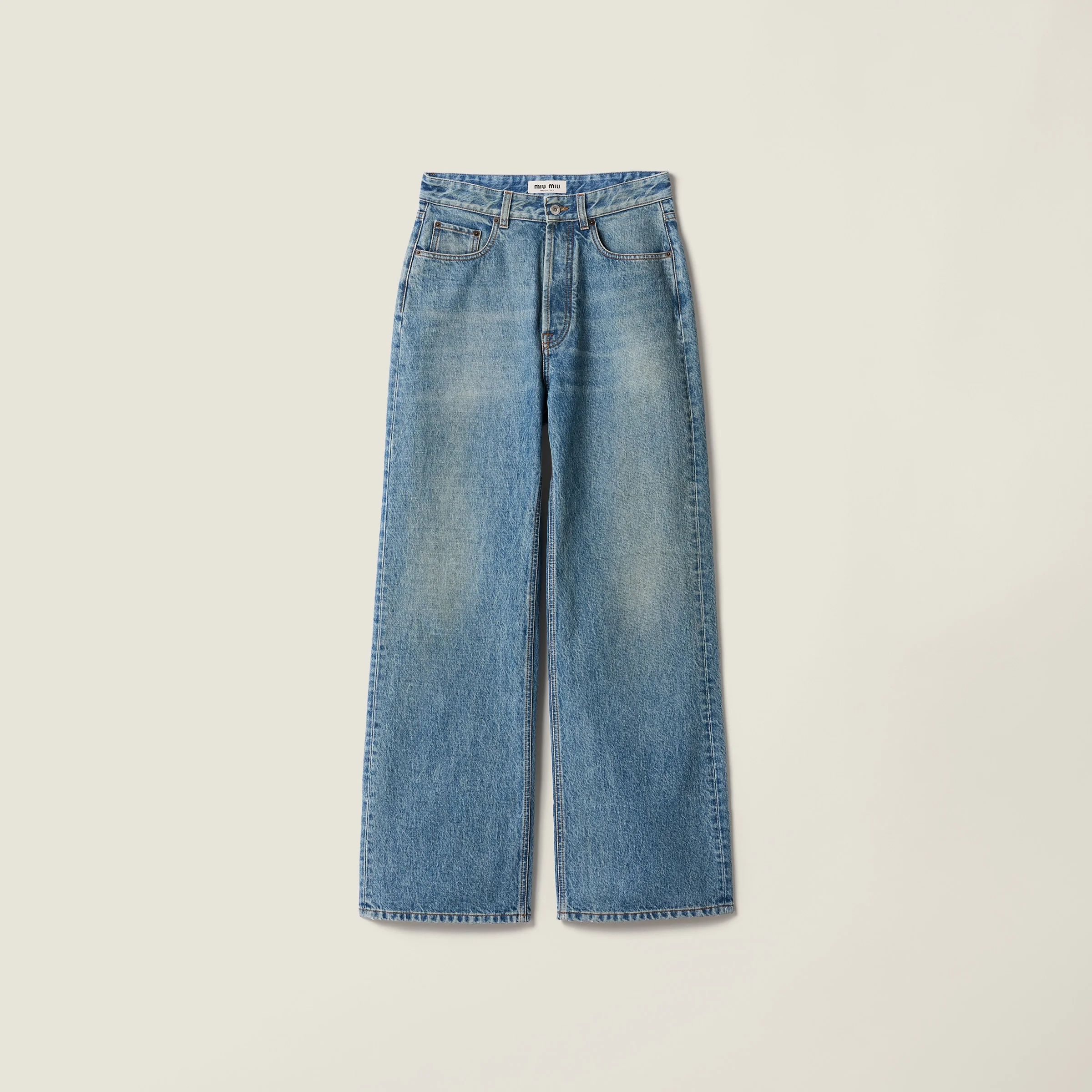 Five-pocket washed denim jeans - 1