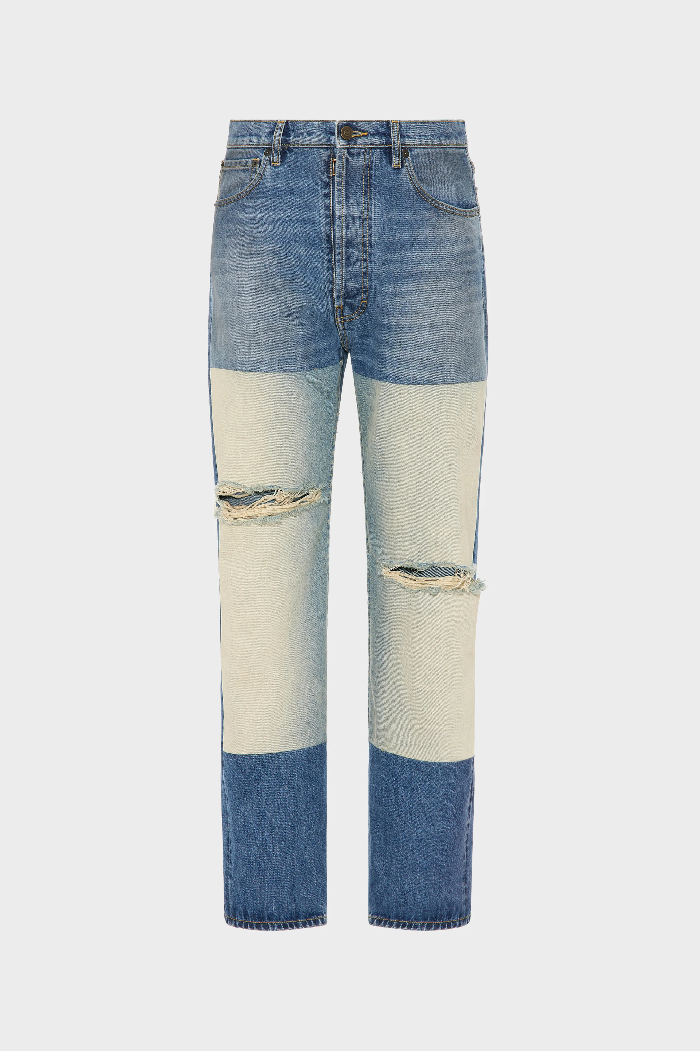 Patched Panel Straight Jeans - 1