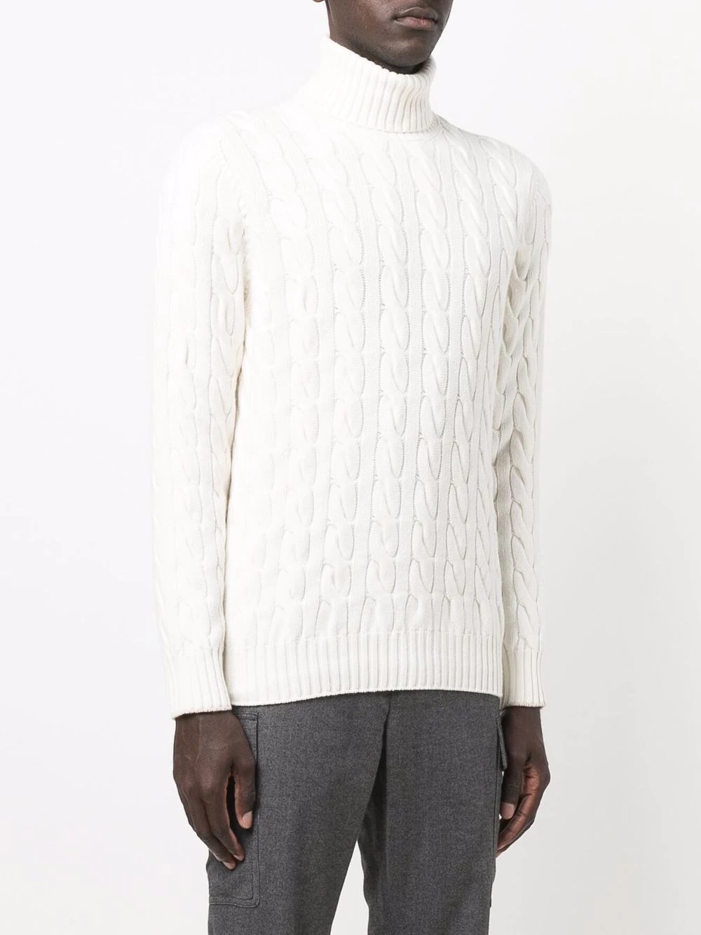 cable knit roll-neck jumper - 3