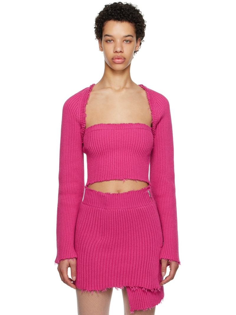 Pink Raw Edge Cardigan 1