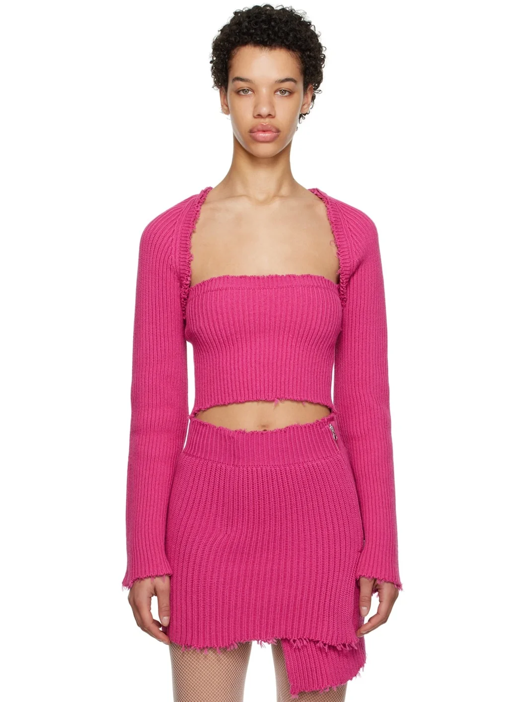 Pink Raw Edge Cardigan - 1