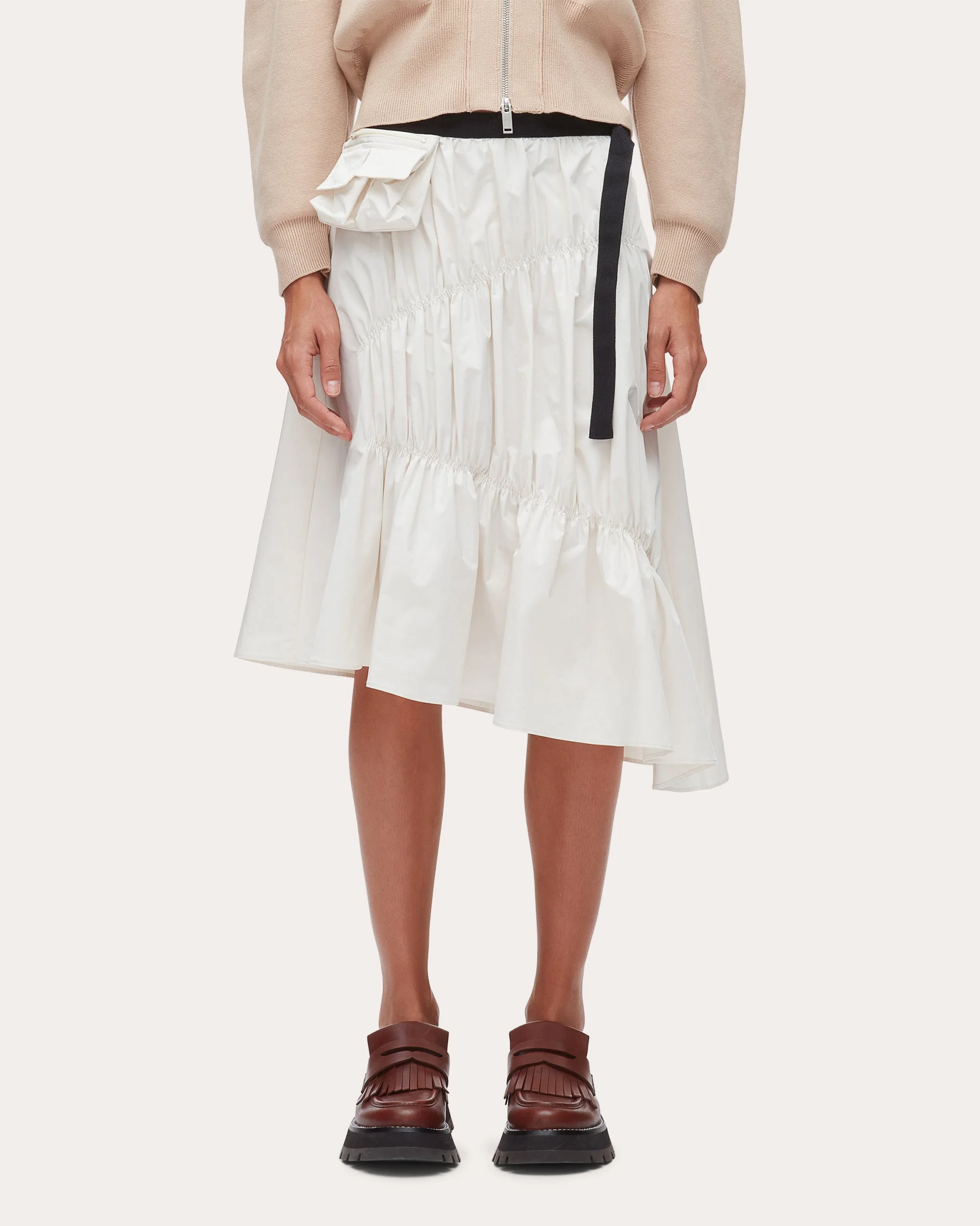 Ripstop Shirred Asymmetric Skirt - 1