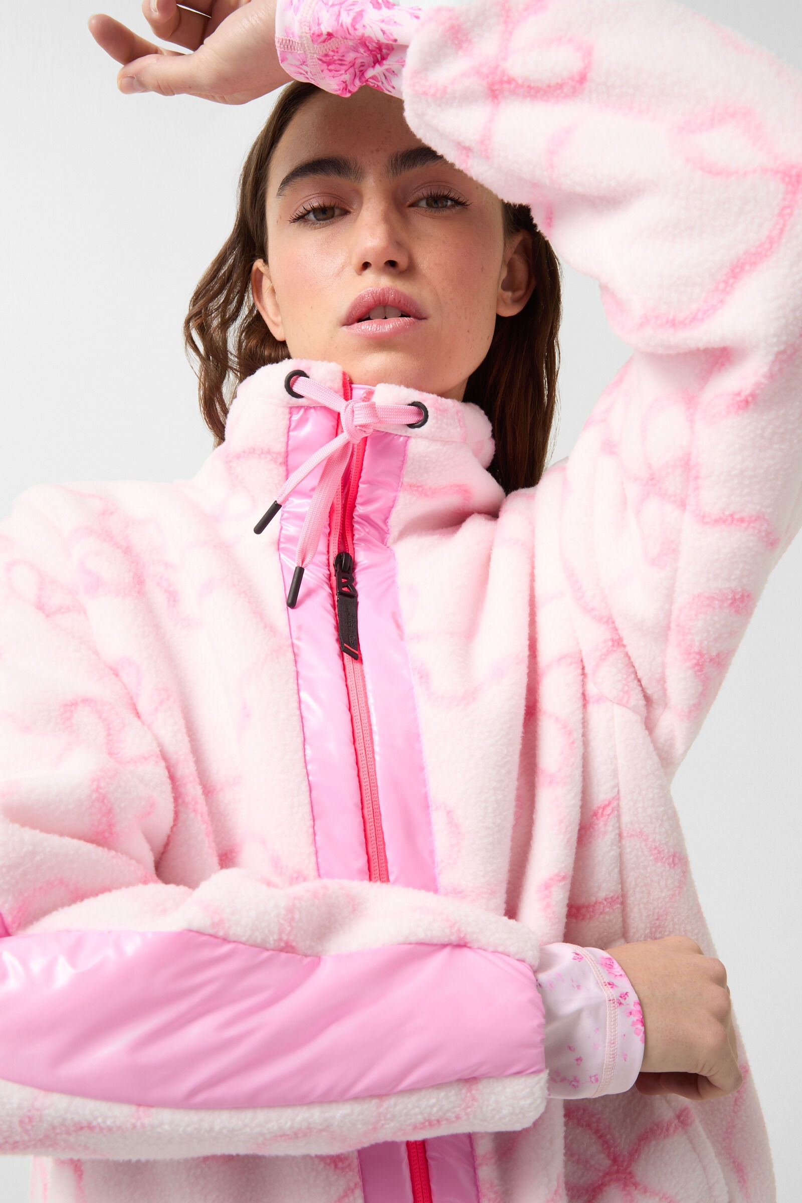 Ninetta Fleece mid layer in Pink/Off-white - 5