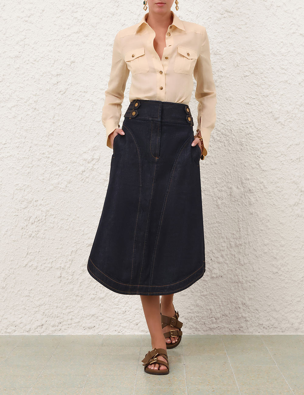 DENIM CARGO MIDI SKIRT - 2