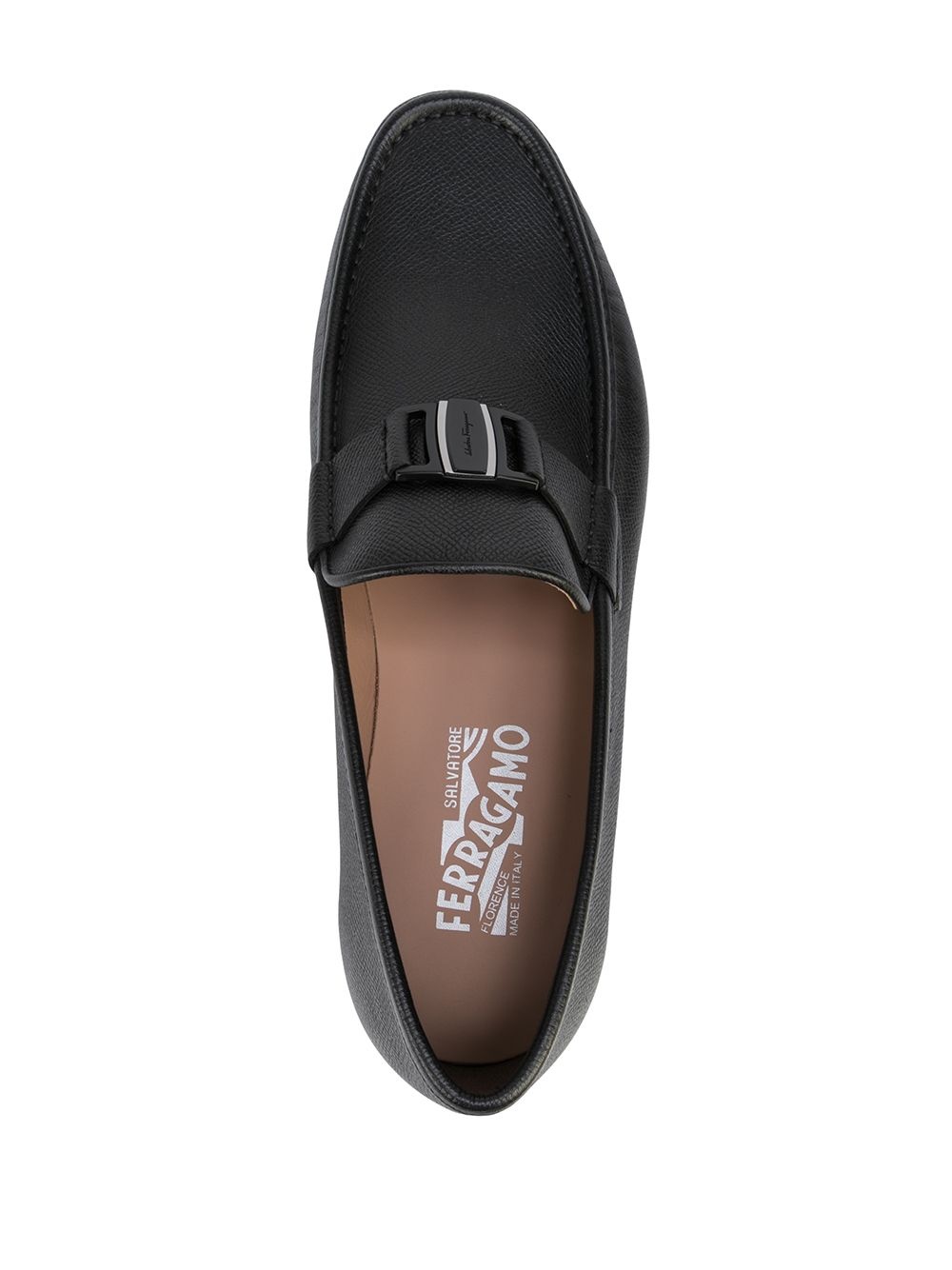 logo-engraved leather loafers - 4