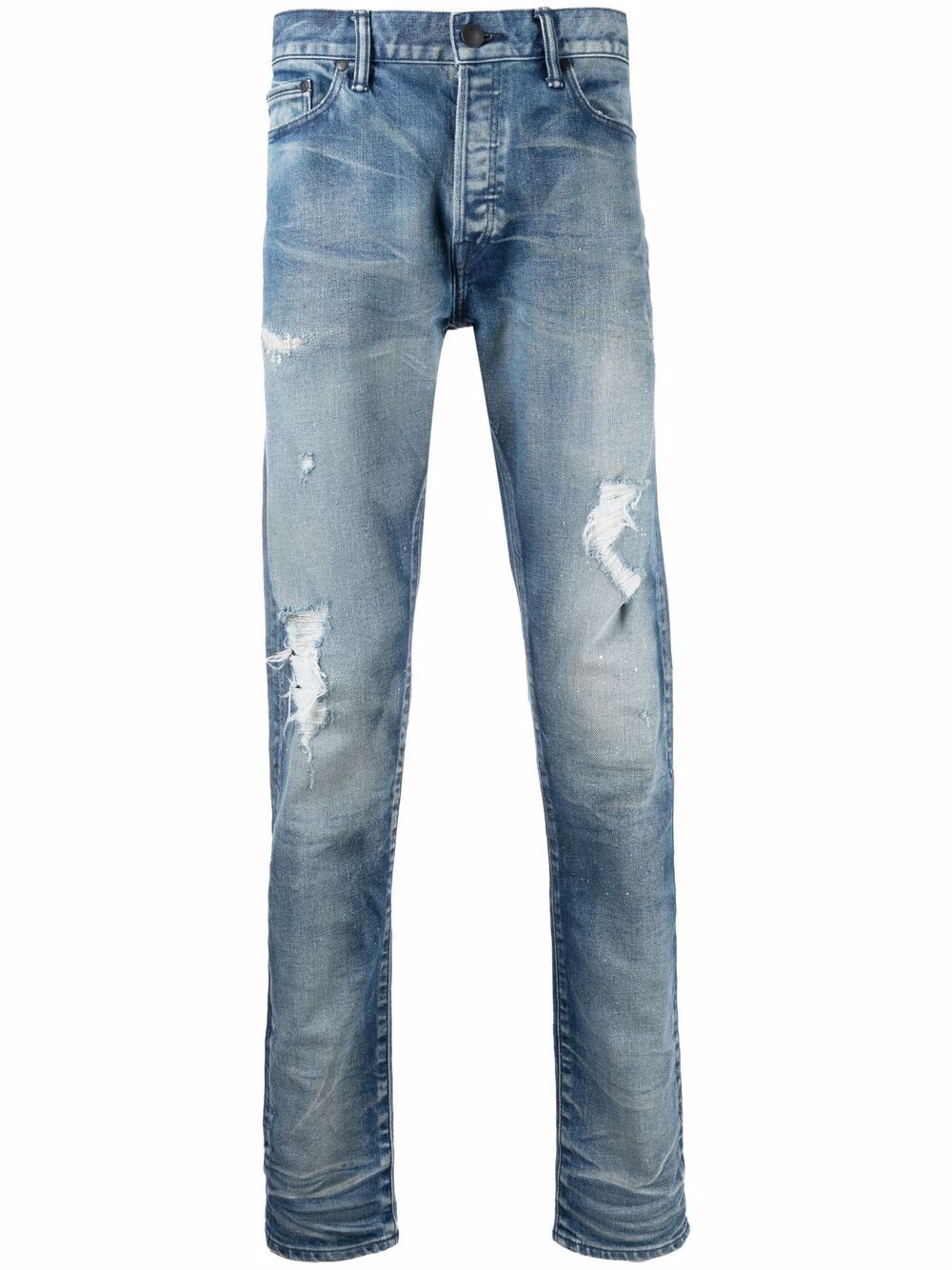 mid-rise distressed jeans - 1