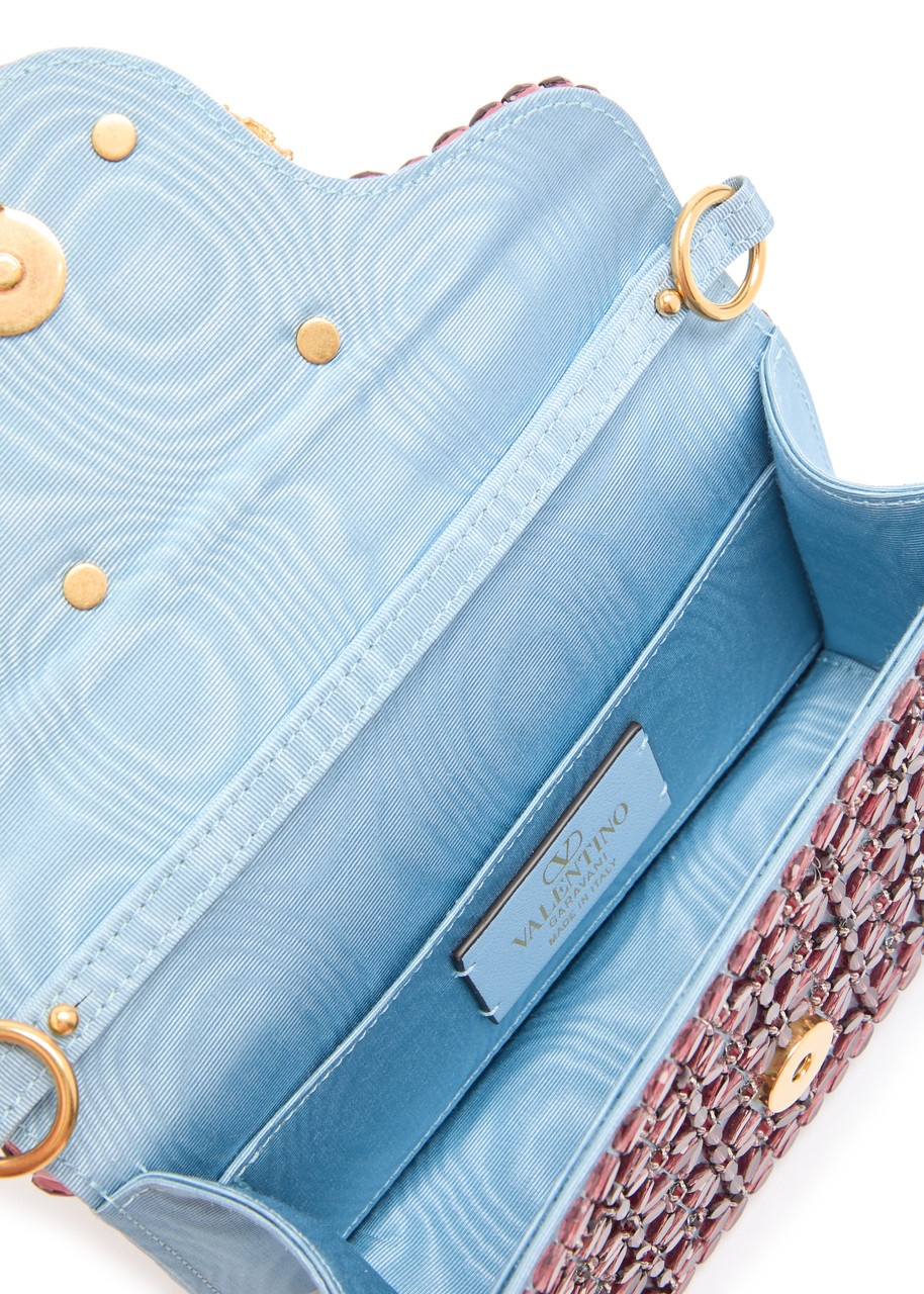 Valentino Locò Small Floral-embellished Moiré Shoulder bag - 4