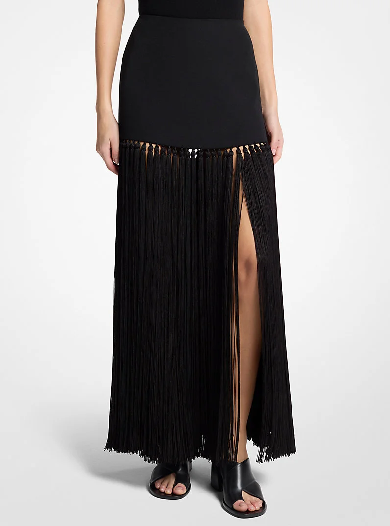 Wool Gabardine Tassel Skirt - 1