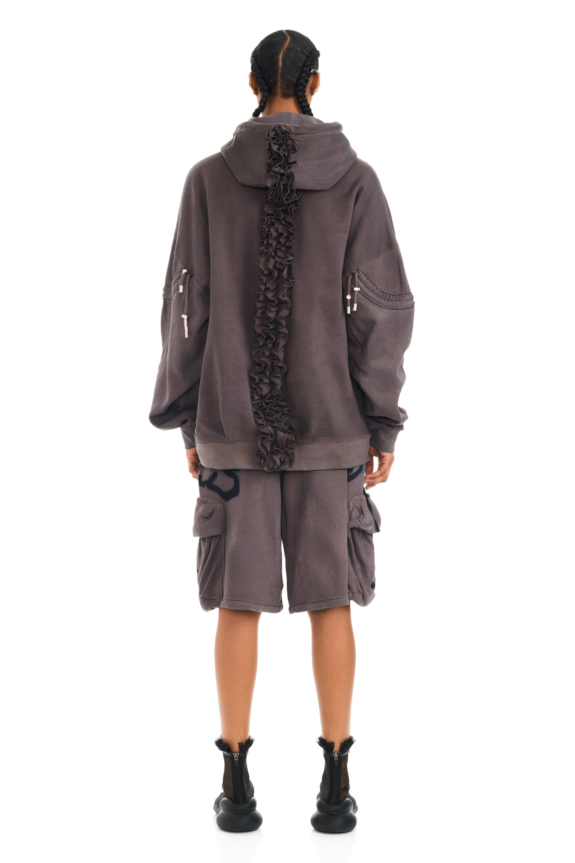 CHARCOAL FLOWER RHINESTONE BURST HOODIE - 4