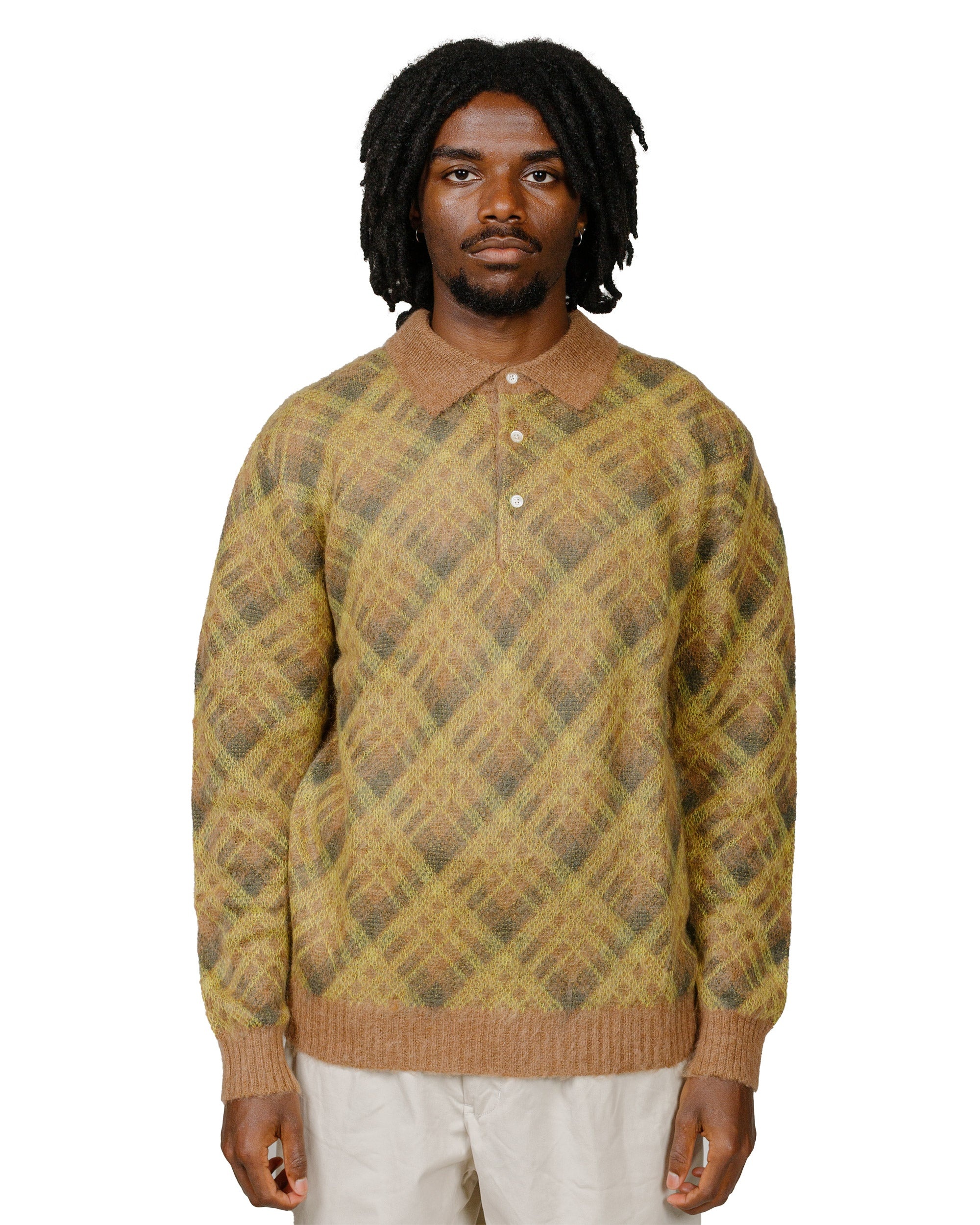 Knit Polo Plaid Brown - 2