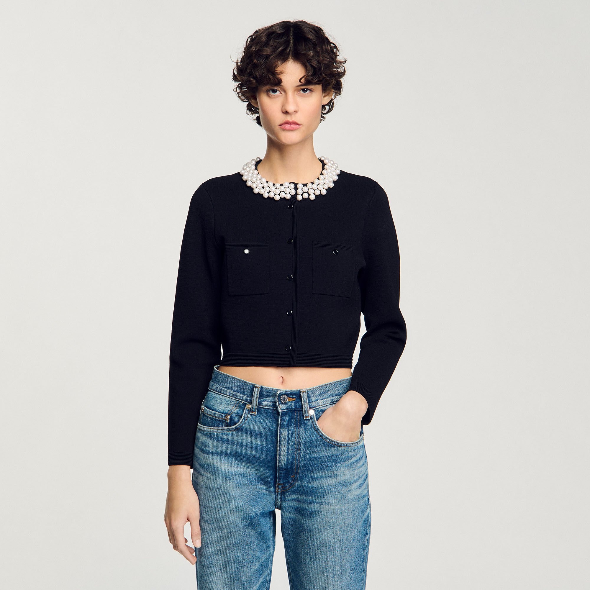 CARDIGAN WITH BEADED COLLAR - 4