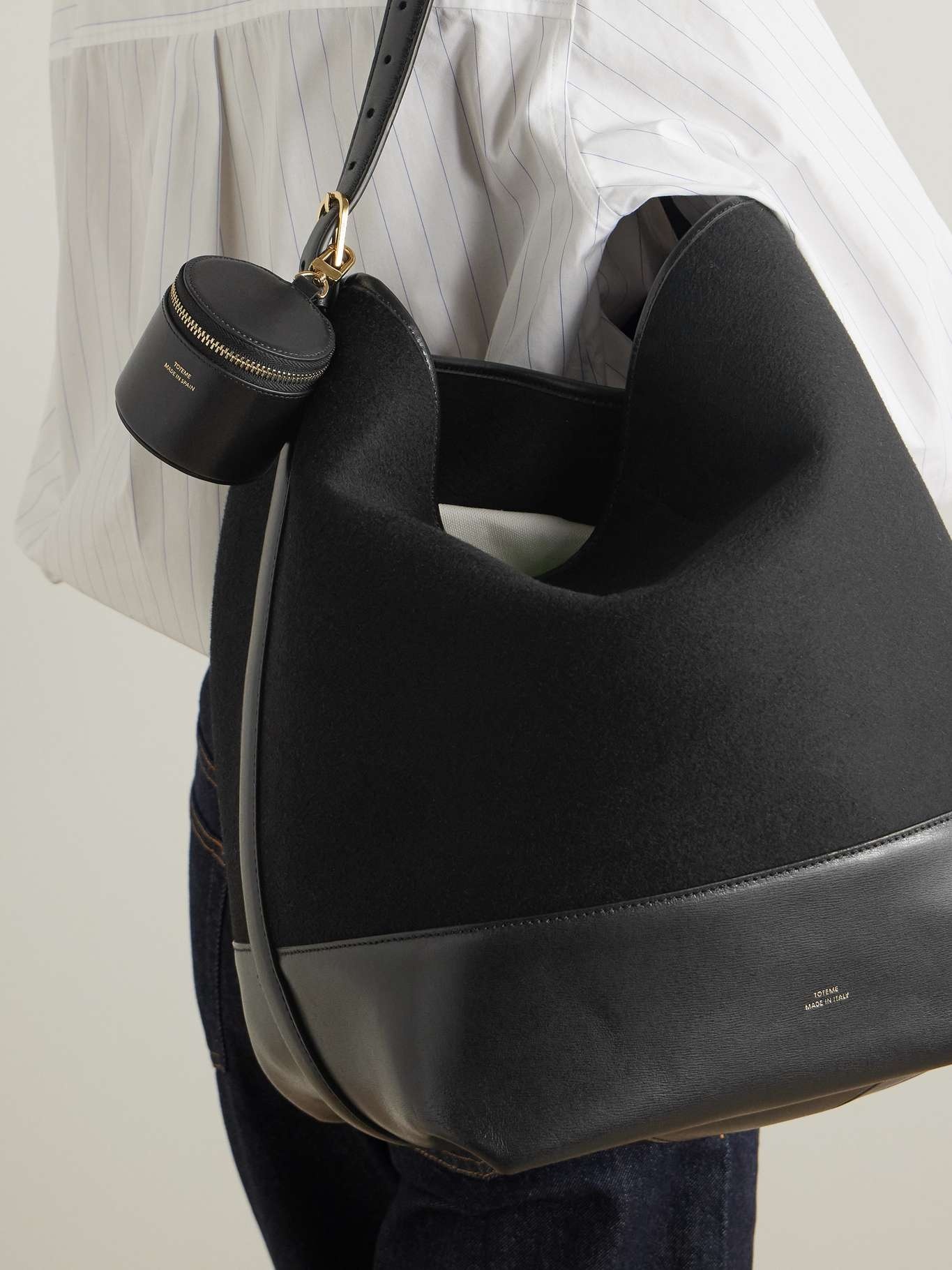 Textured-leather jewelry case Black - 2