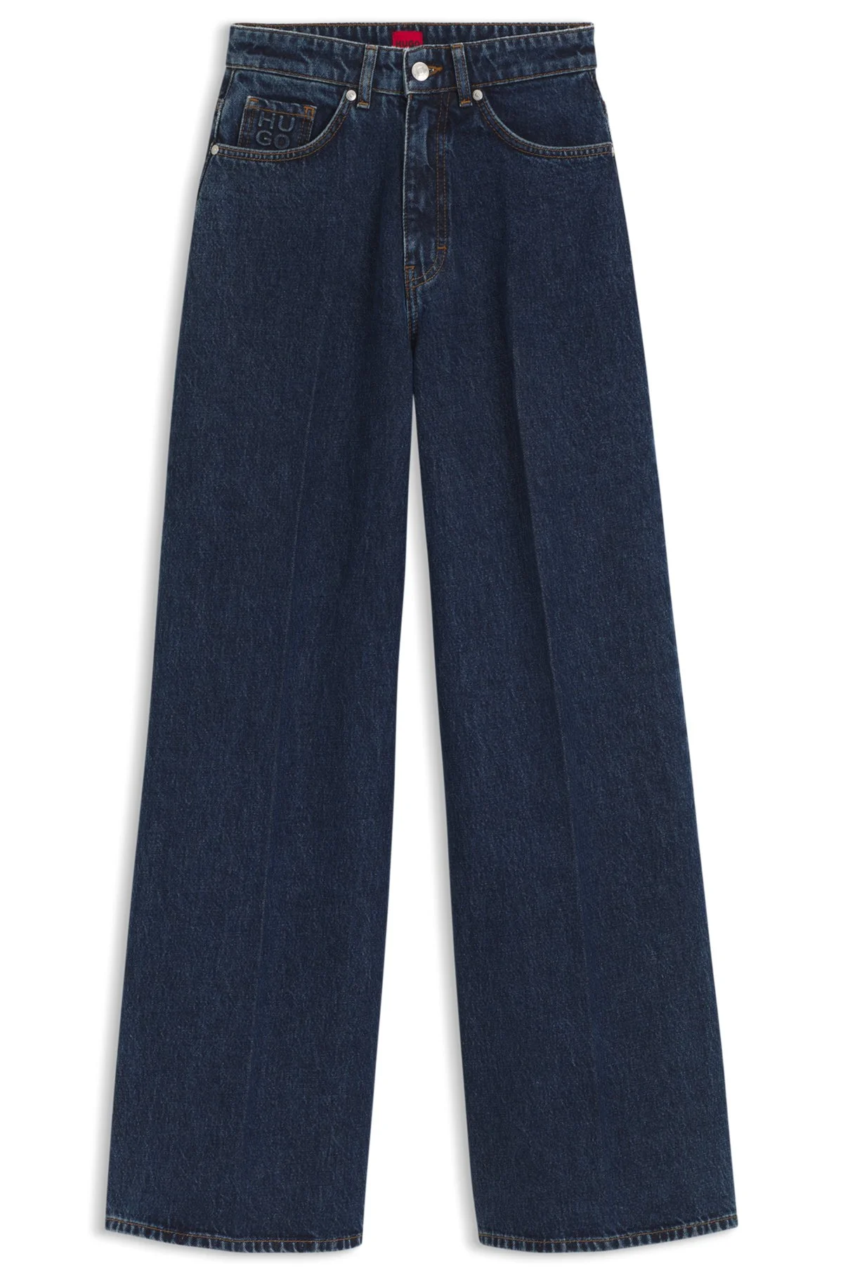 WIDE-LEG JEANS IN BLUE DENIM WITH FRONT PLEATS - 1