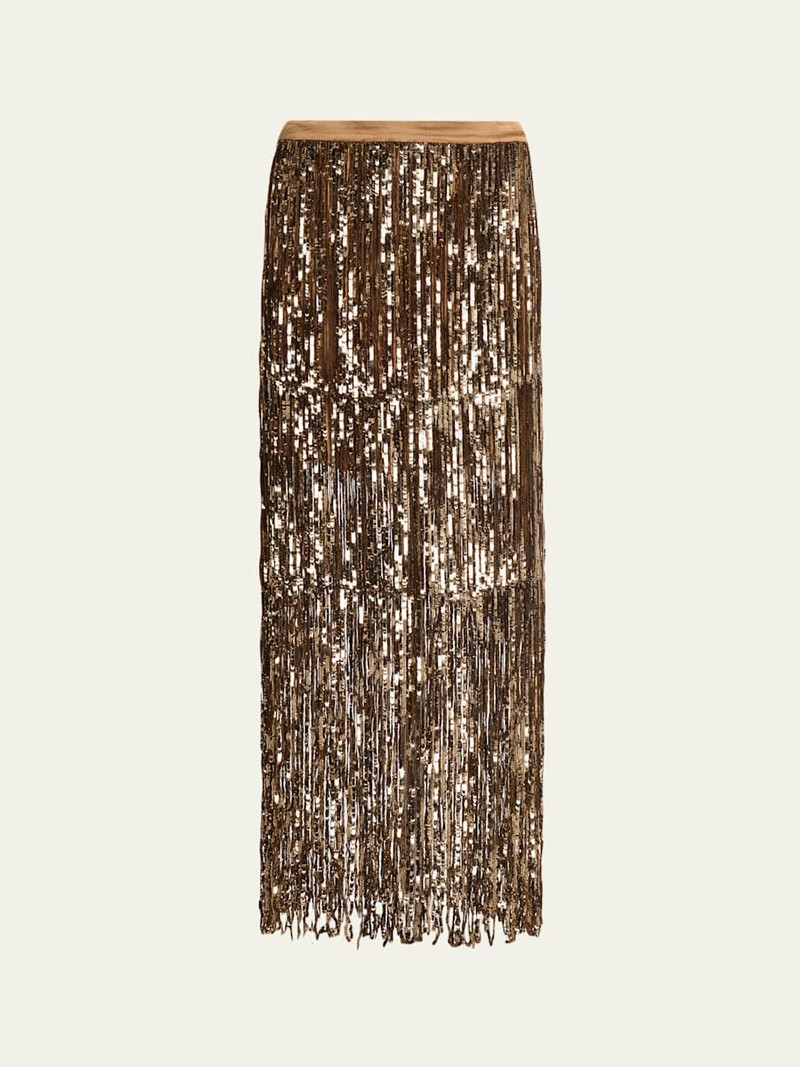 Laurel Trapped Fringe Sequined Skirt 1