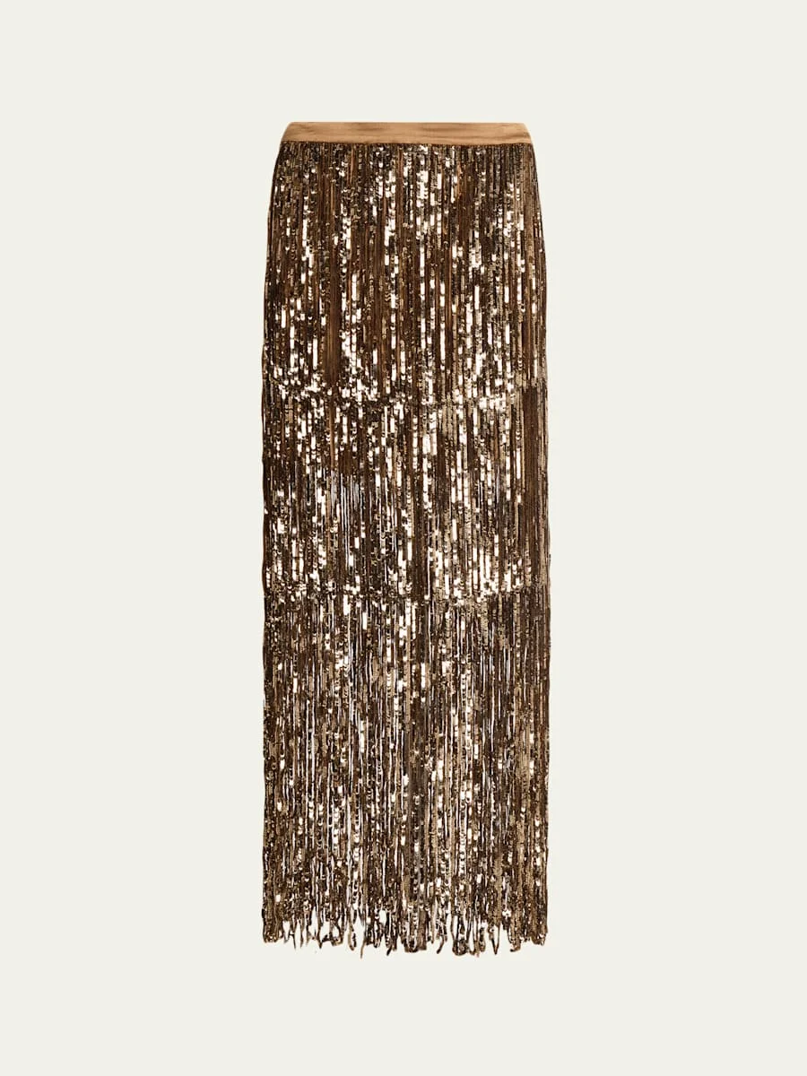 Laurel Trapped Fringe Sequined Skirt - 1