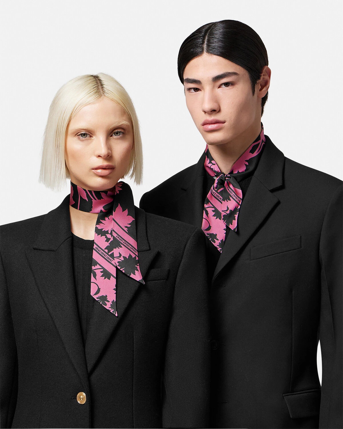 Floral Silhouette Silk Scarf Tie - 3