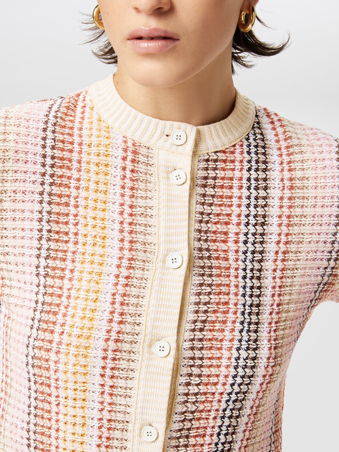 Crewneck cardigan in cotton blend Caperdoni motif - 5