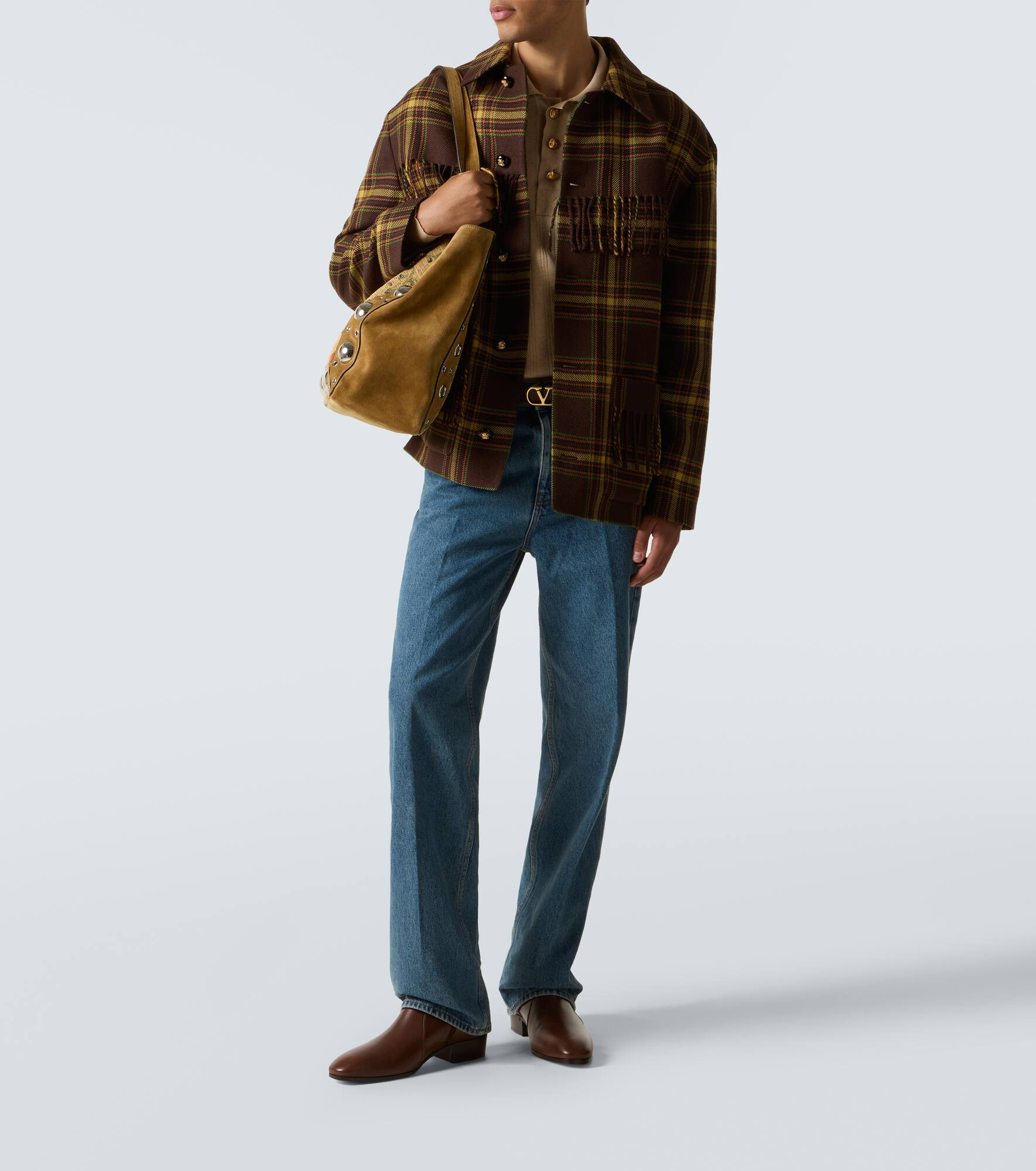 Checked fringed virgin wool jacket - 2