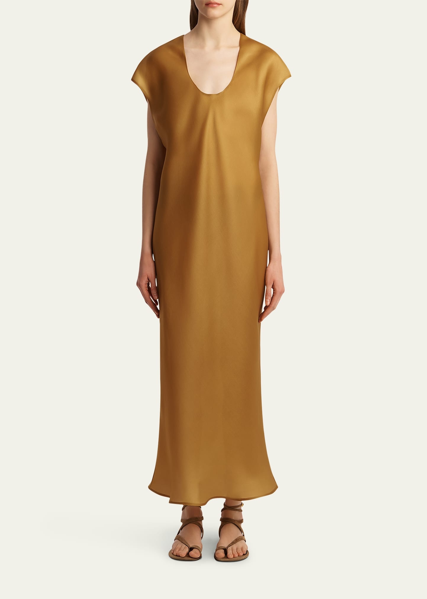 Darby Cap-Sleeve Bias Silk Maxi Dress - 2
