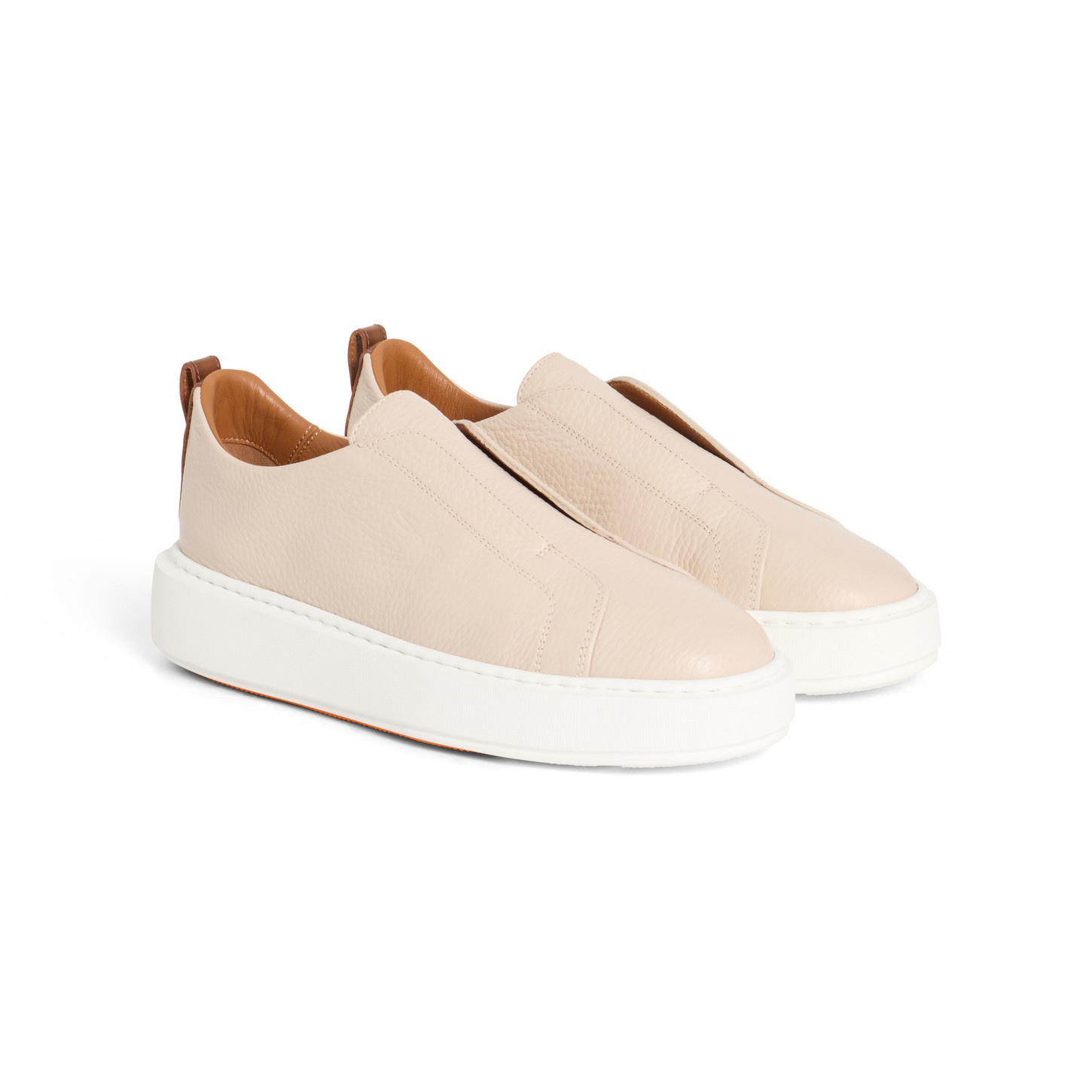 Women's pink tumbled leather slip-on sneaker - 3