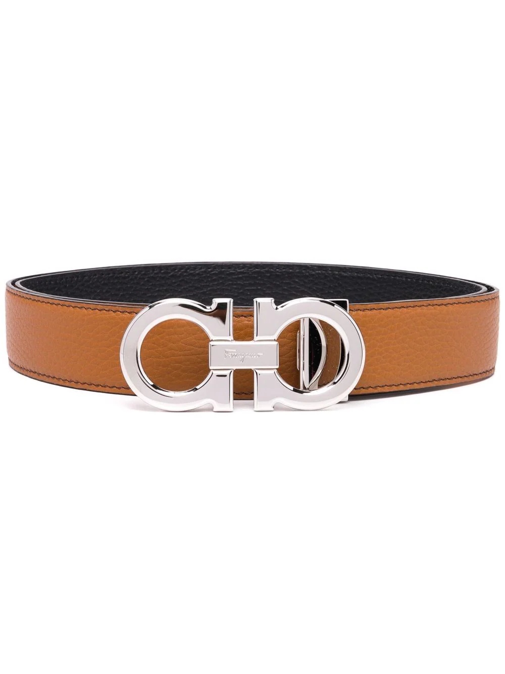 Gancini pebbled leather belt - 1