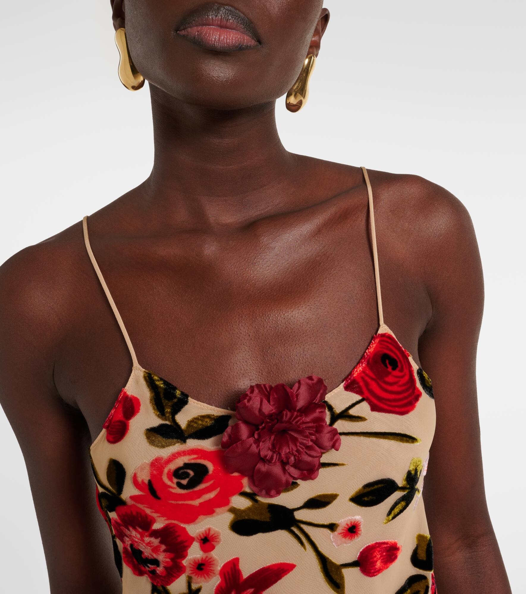 Sheer floral velvet devoré slip dress - 4