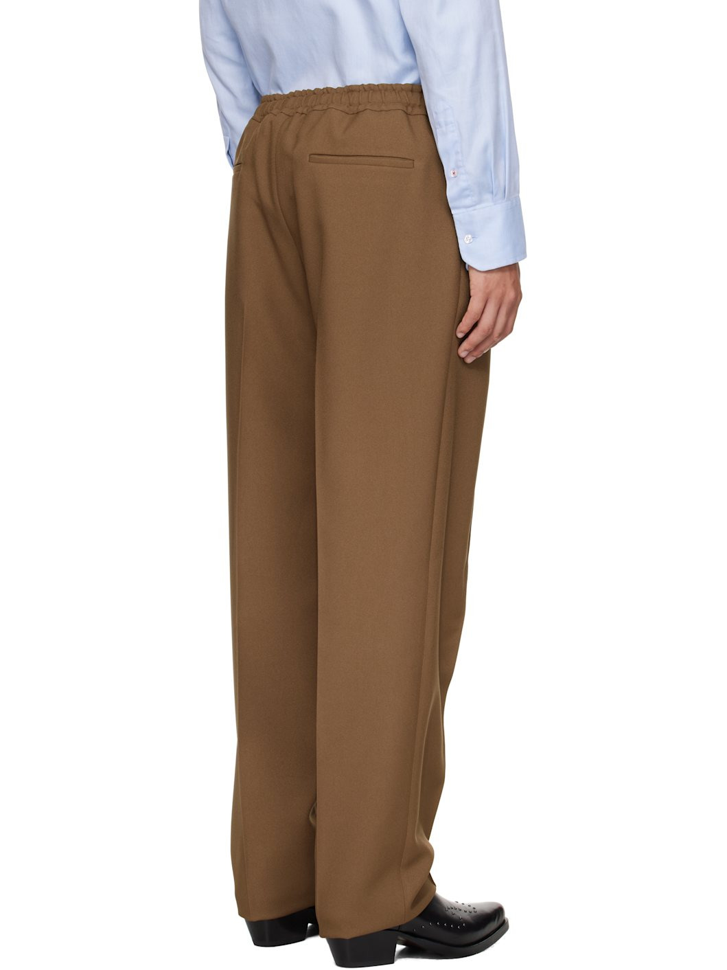 Khaki Techno Drape Gabardine Trousers - 3