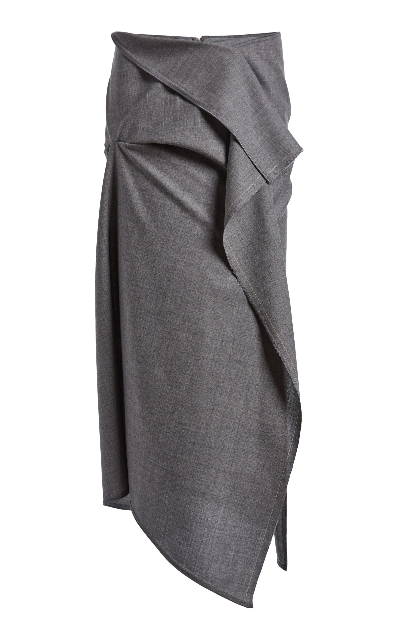 Draped Wool Midi Skirt grey - 1