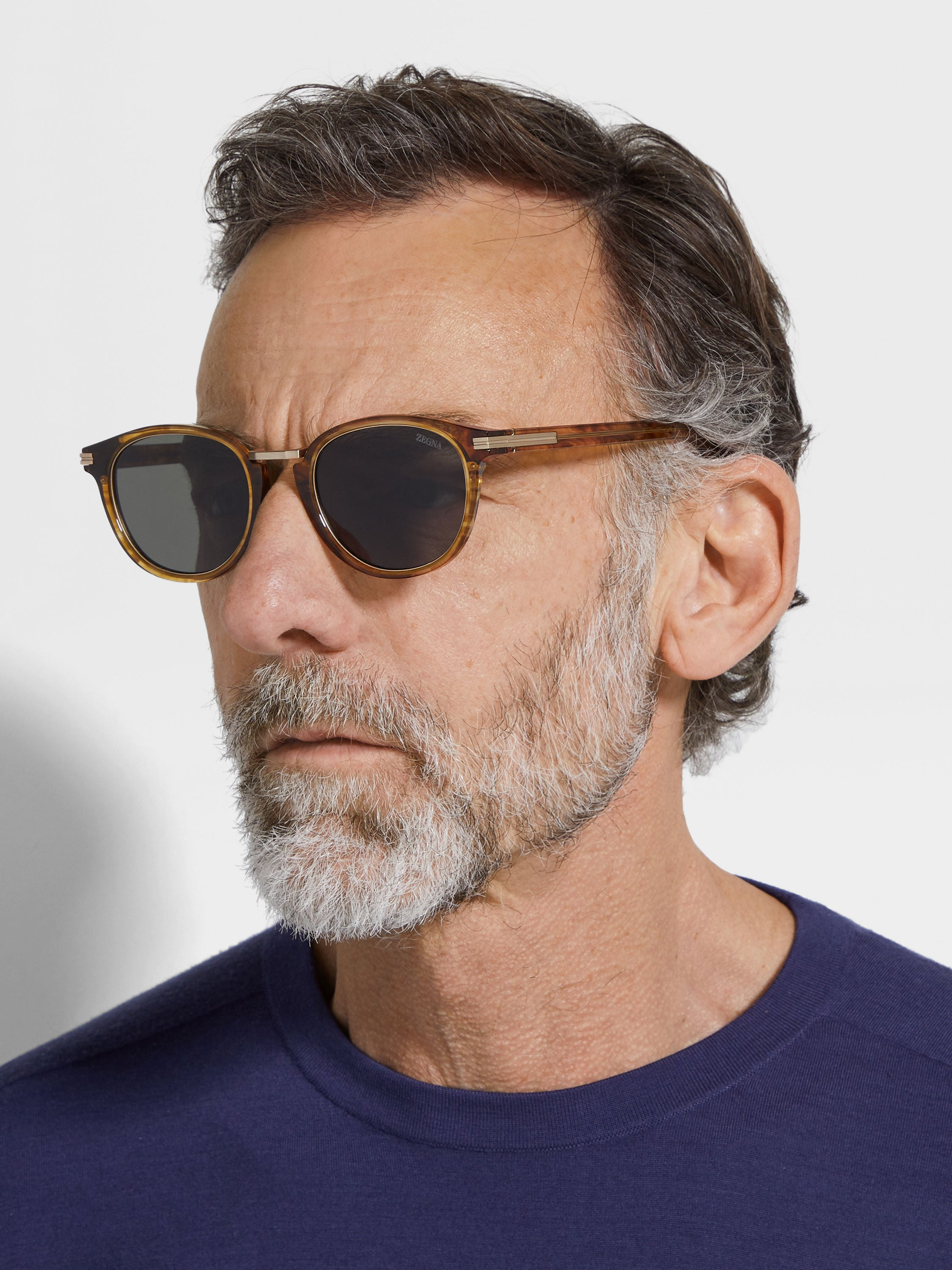 TRANSPARENT LIGHT BROWN ACETATE AND TITANIUM SUNGLASSES - 4