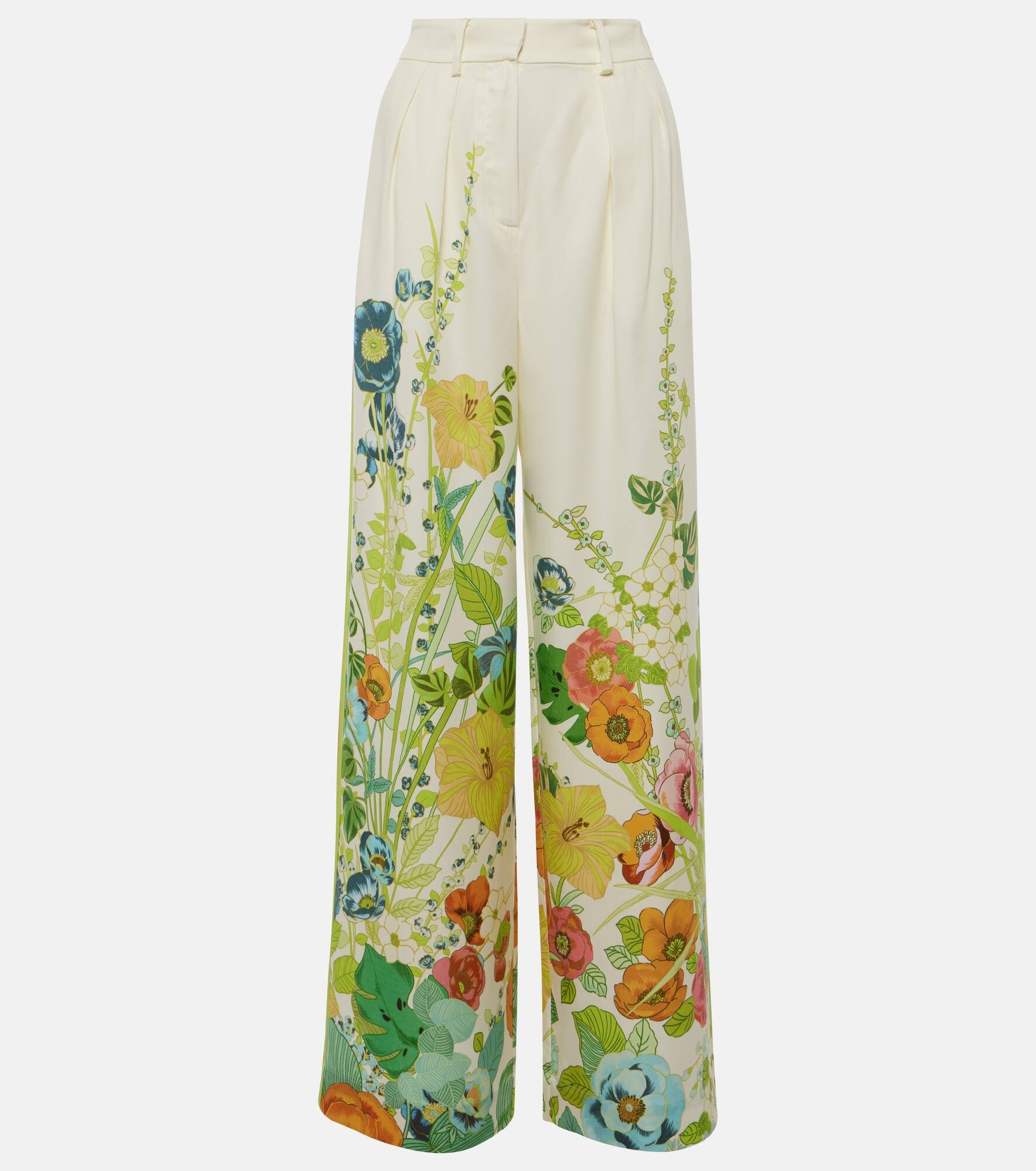 Floral high-rise wide-leg pants - 1