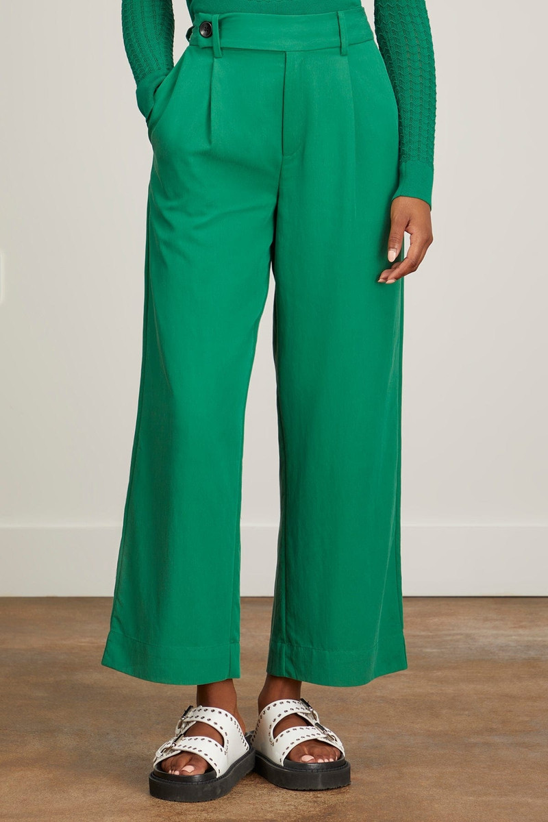 Drapey Suiting Wide Leg Pant in Green 3