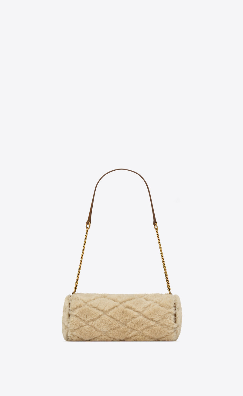 sade mini tube bag in quilted shearling and suede 3