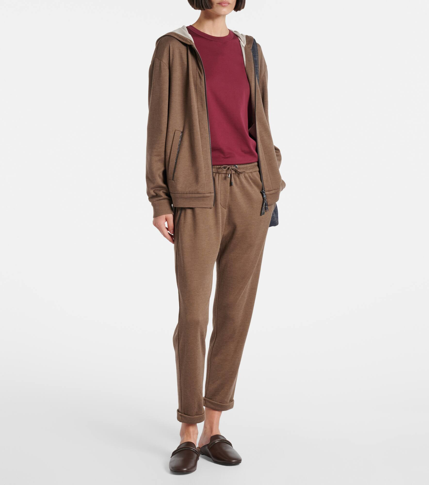 Cotton and silk zip-up hoodie - 2