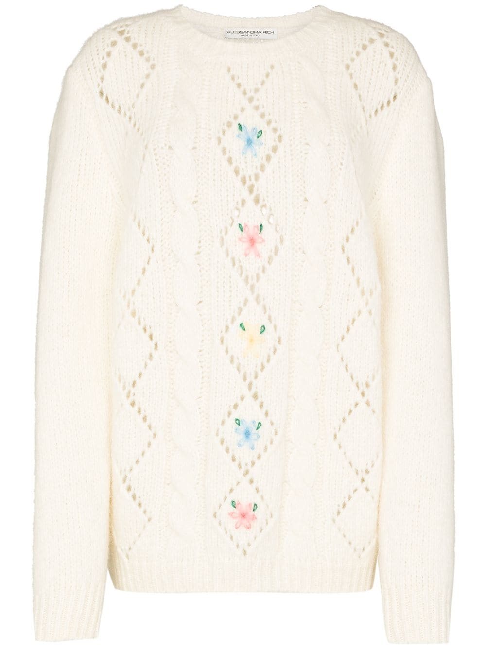 floral-embroidered fine-knit jumper - 1