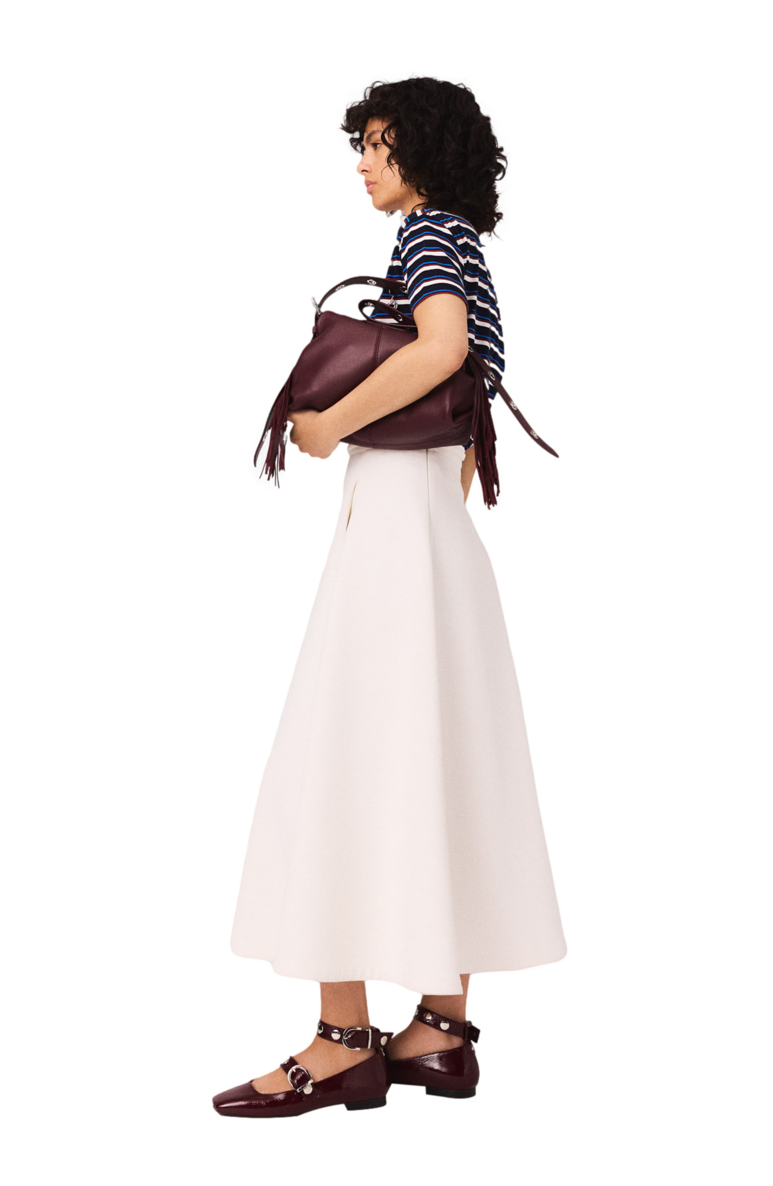 maje Heavy crepe skirt in White at Nordstrom - 3